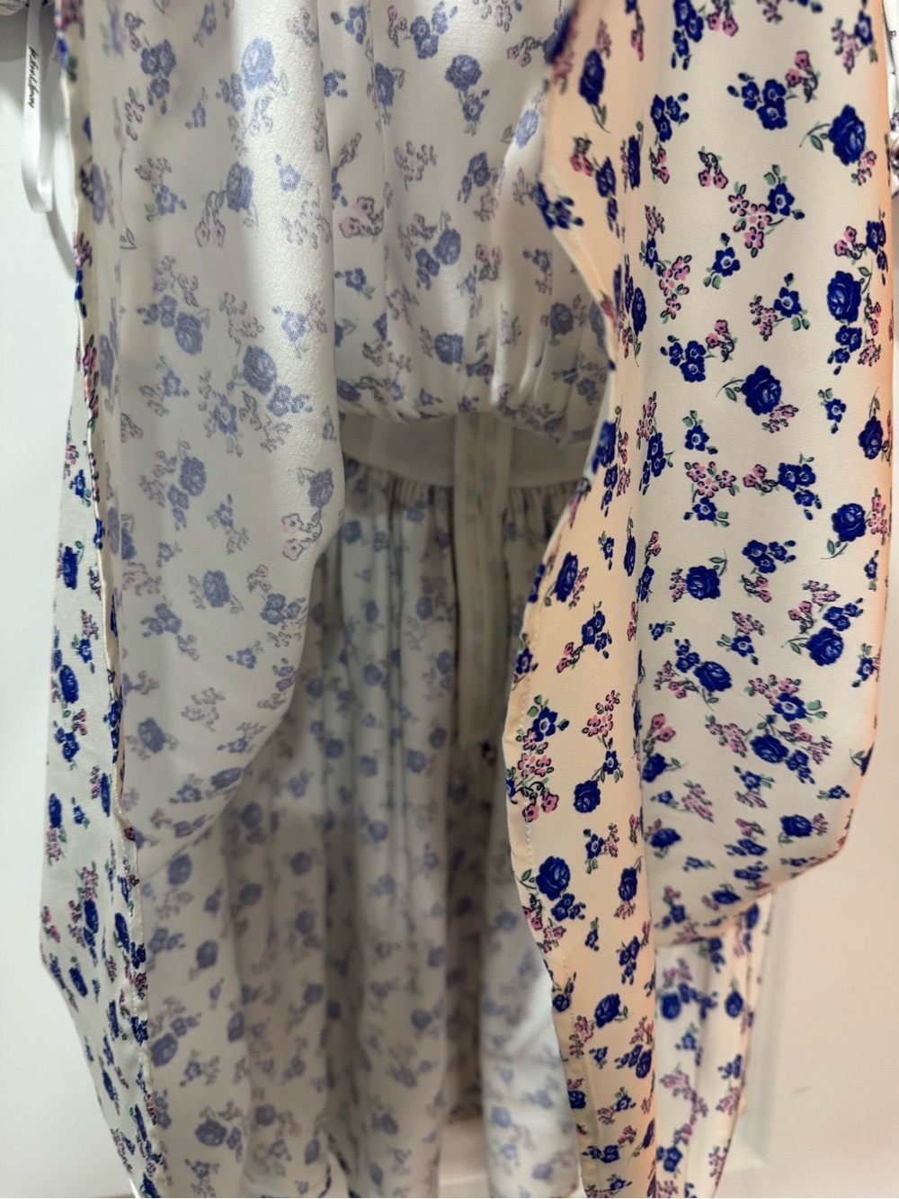 For Love & Lemons Paulina Puff Sleeve Corset Mini Dress Blue Floral Print - S - Picture 7 of 11